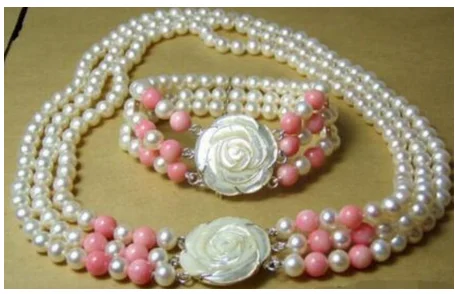 Чудесные украшения на удачу натуральный пресноводный жемчуг 3 ряда 7-8 мм