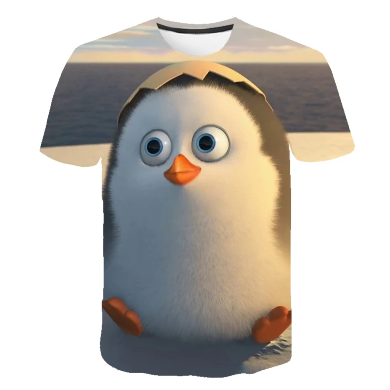 

Мужская летняя футболка с коротким рукавом и принтом пингвина в виде солнечного животного, модный удобный дышащий уличный Топ большого раз...