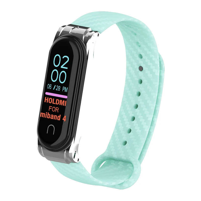 Hangrui mi Band 4 силиконовый чехол из углеродного волокна для Xiaomi mi band 4 ремешок металлический каркас браслет mi band 3 ремешок из нержавеющей стали