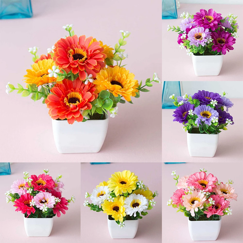 

Plastic Outdoor Artificial Flowers Fake Plants In Pot Grass Garden Home Decor 1*Artificial Potted Plant Potted Simulation Bonsai