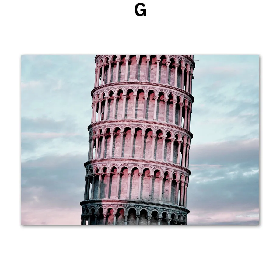 

New York Tower Pink City Scenery Flower Wall Art Canvas Painting Modern Nordic Poster Wall Pictures For Living Room Unframed