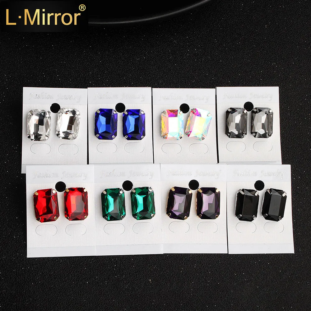 

L.Mirror 1Pair Women Lady Rhinestone Simulated Diamonds Crystal Alloy Ear Studs Earrings Jewelry for women