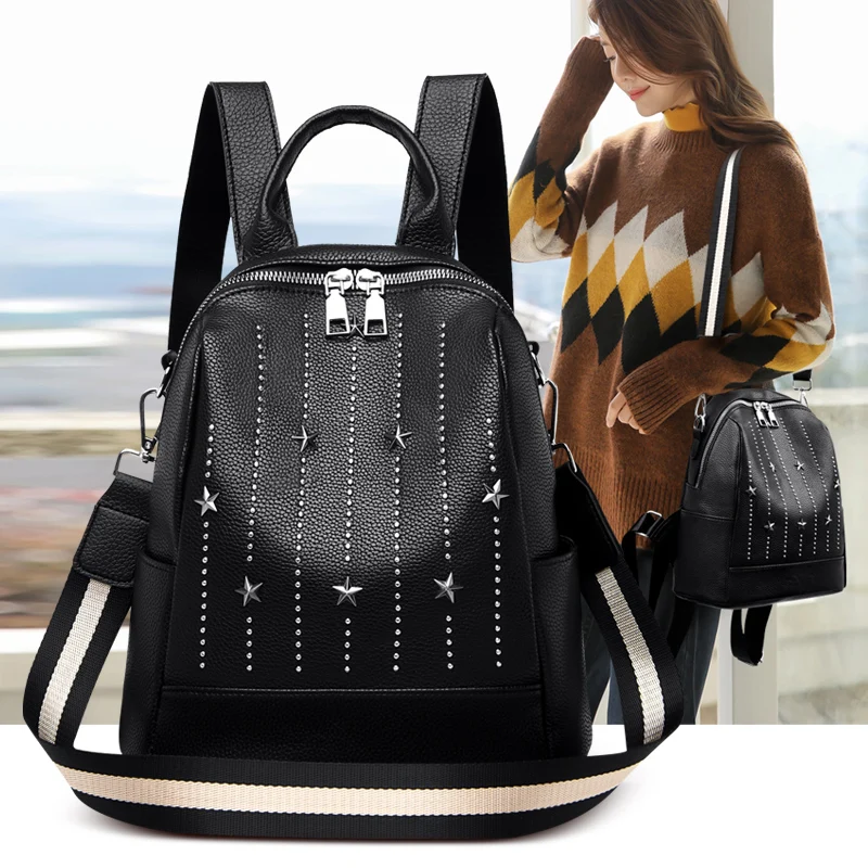 Модный новый простой женский рюкзак из искусственной кожи Повседневная дорожная