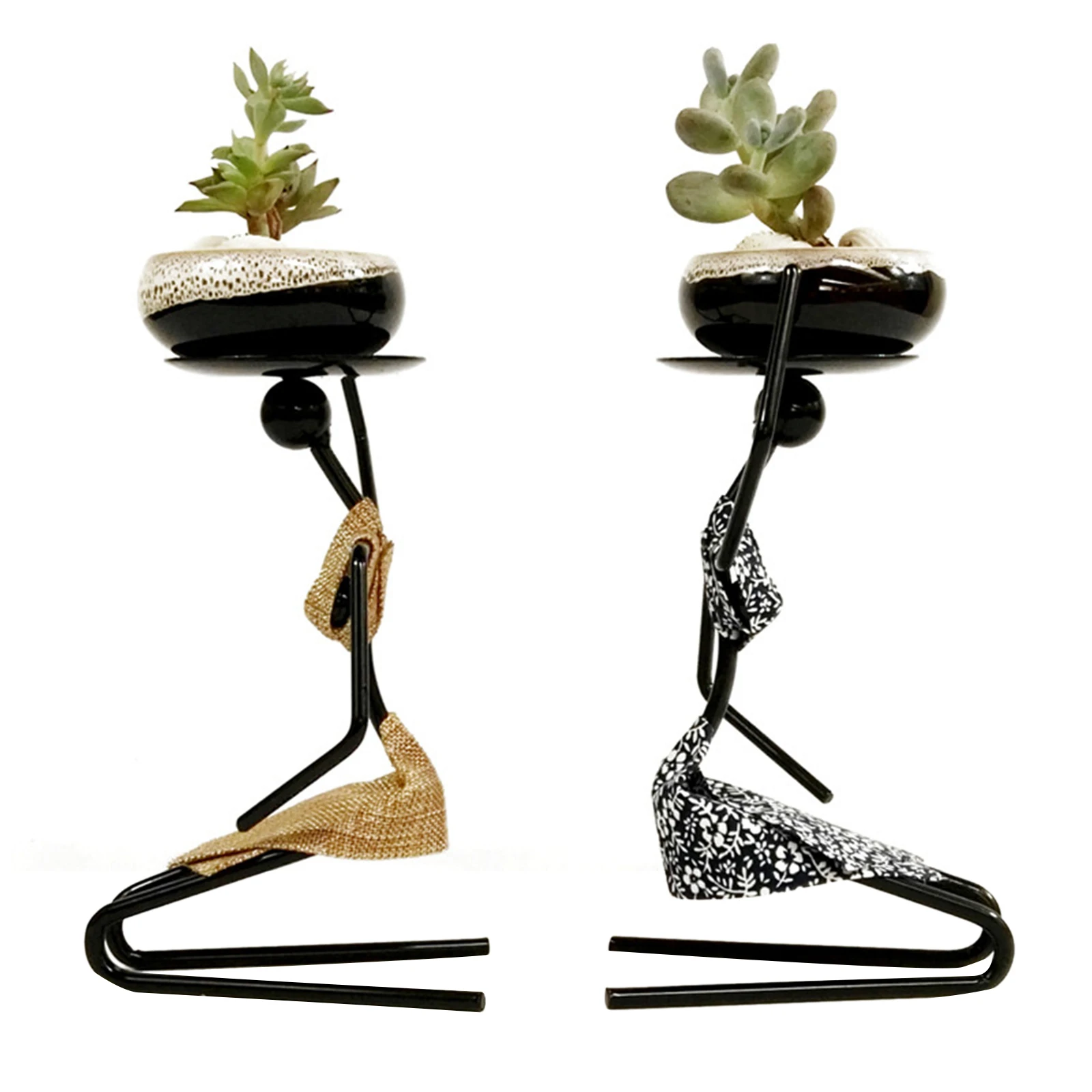 

Human-Shaped Candlestick Dining Table Decoration Retro Geometry Small Creative Flower Pot Wedding Props Candle Holders