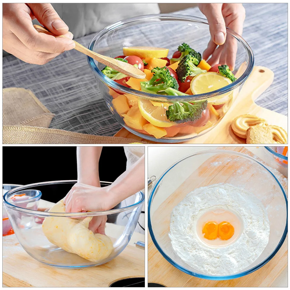 

1pc Glass Bowl Egg Beating Glass Bowl Salad Fruit Container Kitchen Accessory