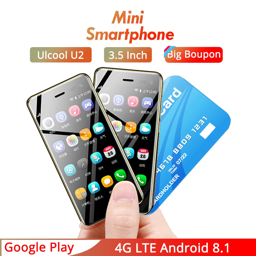 Мини мобильный телефон U2 Android 8 1 Google Play экран 3 15 дюйма MTK6739 ГБ 5 Мп 4G смартфон