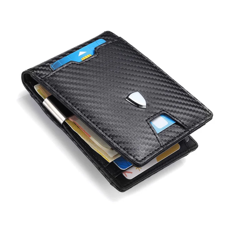 

Мужской деловой кошелек Rfid, металлический складной держатель для кредитных карт из искусственной кожи, модный простой кошелек для монет с з...
