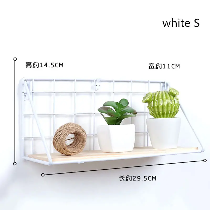 1 PC S/L Wooden Iron Storage Rack Living room Flower Pots Book Kitchen Spice Holders Wall Shelf Hanging Decoration | Дом и сад