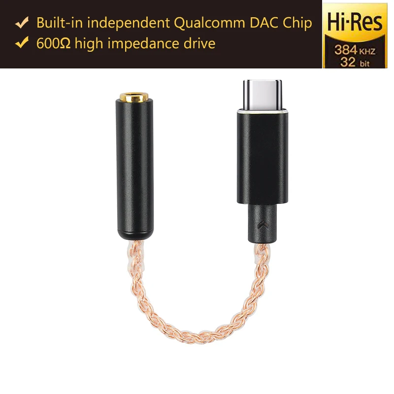 

Qualcomm Hifi Digital Audio Converter DAC Usb Type C To 3.5mm Headphones Jack Aux usb c Adapter Decoder for ipad Pixel oneplus