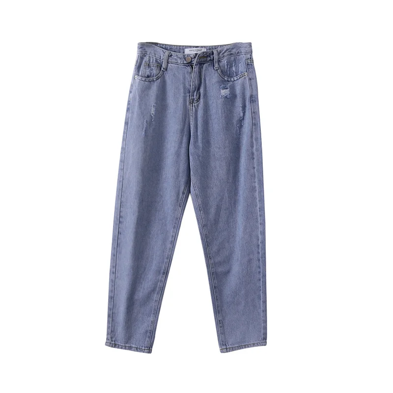 

Spring summer Washed Jeans women's 2021 straight high waist slimming mom nine pants loose wide-leg pants women Denim Jeans Femme
