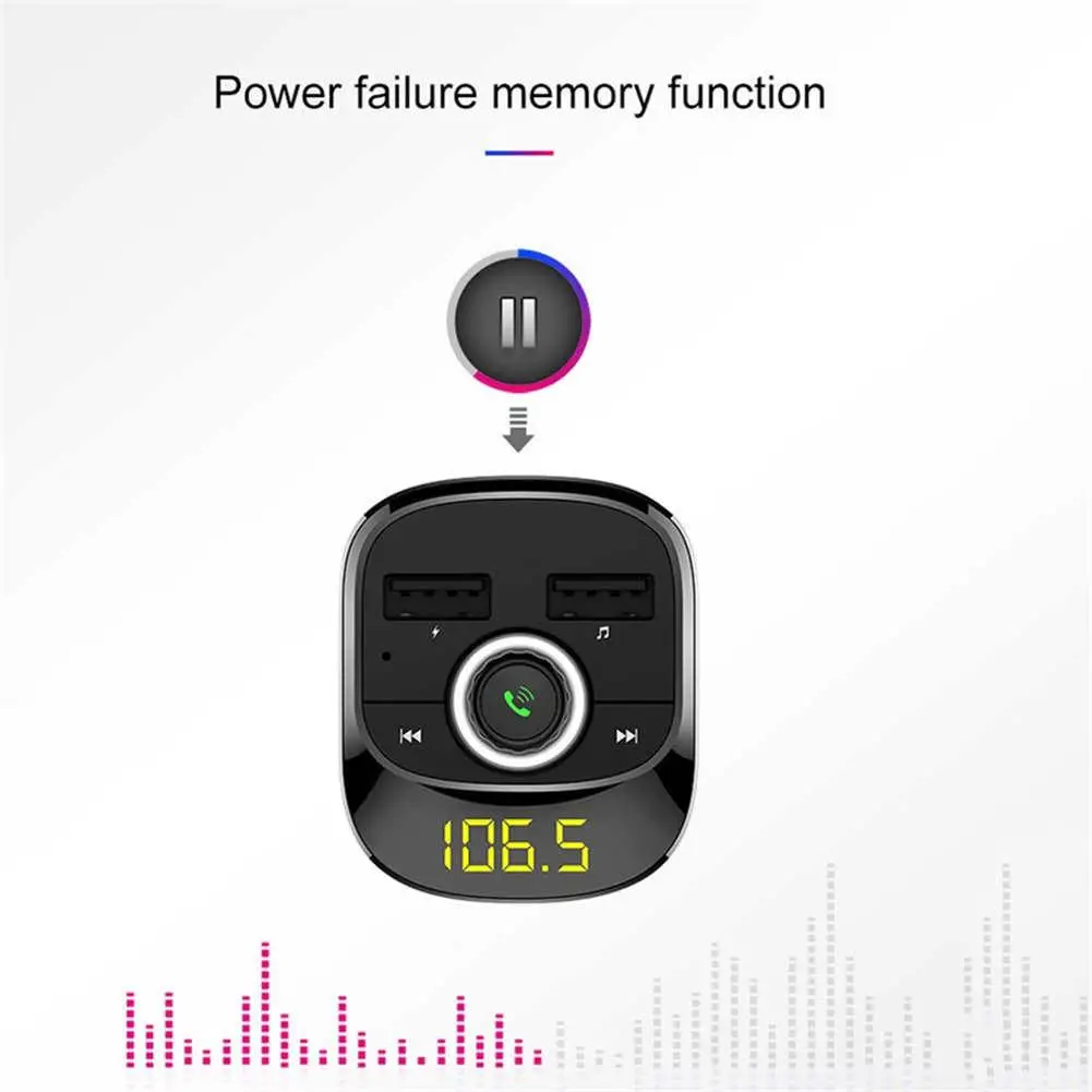 Автомобильный MP3-плеер Bluetooth FM-передатчик 3 1 А два USB-порта ЖК-дисплей