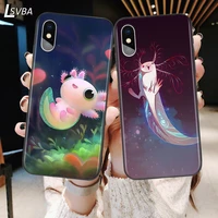 cute animal axolotl back silicone phone case for apple iphone 11 pro xs max x xr 6s 6 7 8 plus 5s se soft black cover