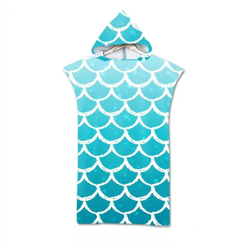 3D банное полотенце с капюшоном для взрослых принтом рыбных весов микрофибра