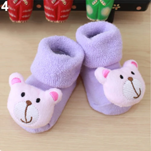 Zapatos antideslizantes para beb&eacute; reci&eacute;n nacido, zapatillas de dibujos animados suaves de animales, botas, calcetines-3