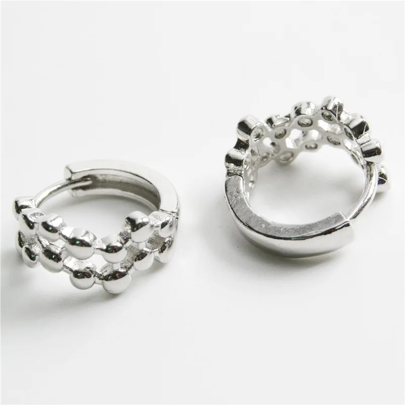 

Korean Cool Style Round Hollow Earrings Fashion Refined Temperament Silver Color Earrings Daily Match with Holiday Gifts