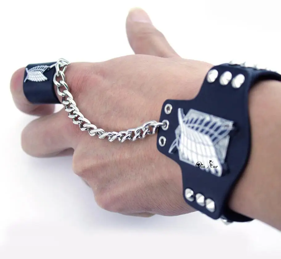 

Anime Attack on Titan Japanese Leather Bracelet Cosplay Accessories Shingeki No Kyojin Cosplay Props Scouting Legion Men Women