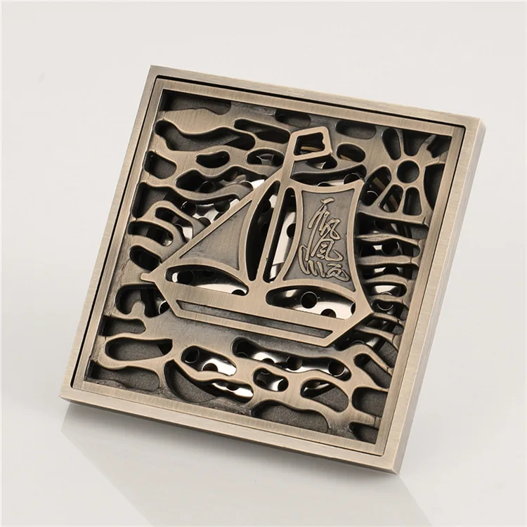 Квадратный 4-дюймовый кухонный дренаж из твердой латуни для ванной комнаты