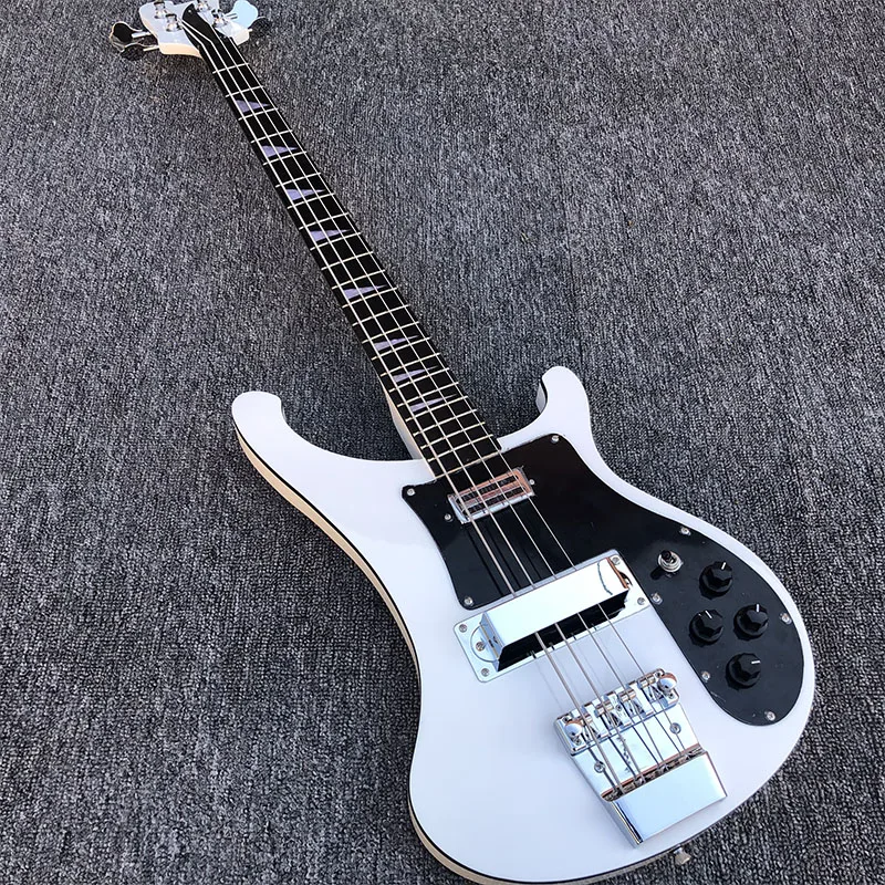 

2019 Высококачественная электрическая гитара, Ricken 4003-4 струны, бас-гитара, белая краска, через шею, бесплатная доставка