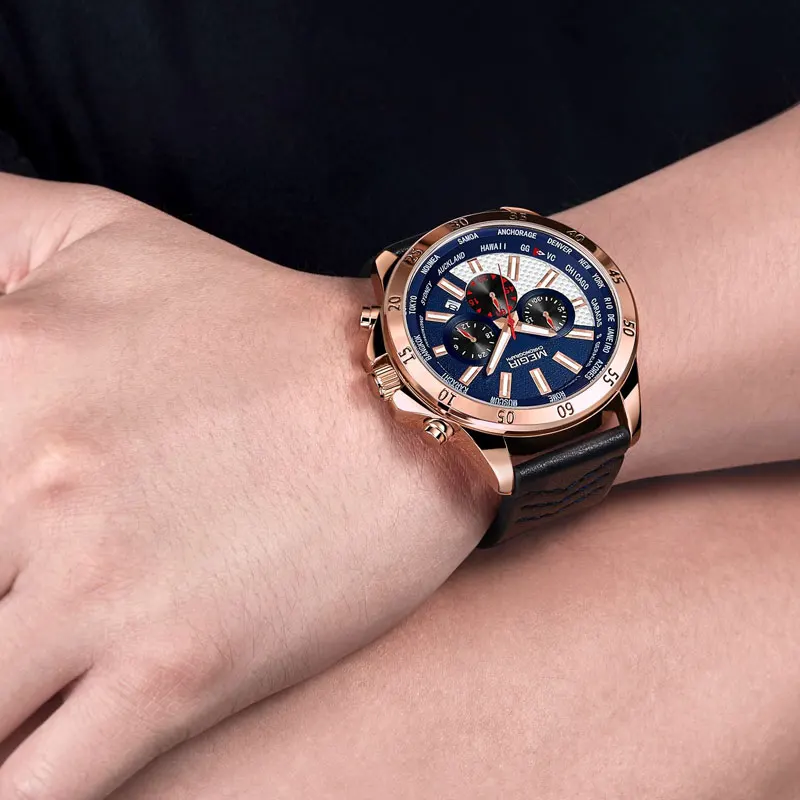 MEGIR новые роскошные Брендовые Часы для мужчин хронограф мужские спортивные часы