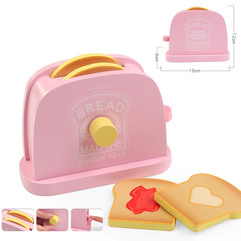 single bread toy A Мать Сад детский деревянный игровой домик игра игрушка Тост Хлеб Тостер деревянные детские кухонные игрушки набор - Цвет: single bread toy A