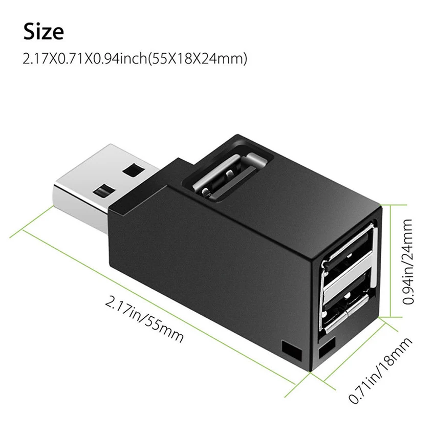 Мини-концентратор USB 2 0 3 порта с функцией зарядки для компьютера клавиатуры