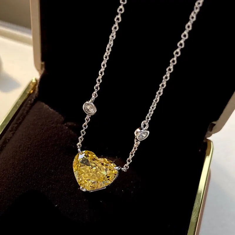 

Jazaz 100% 925 Sterling Silver Sparkling Topaz Pink High Carbon Diamond Heart Pendant Necklace For Women Fine Jewelry B0568