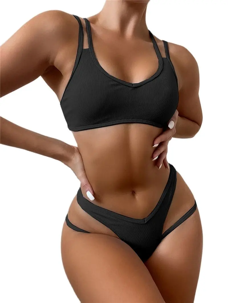 

Bikinis Women 2021 Swimming Bathing Suit Brazilian Bikini Set New Swimsuit Swimwear Female Solid Bandeau Beachwear