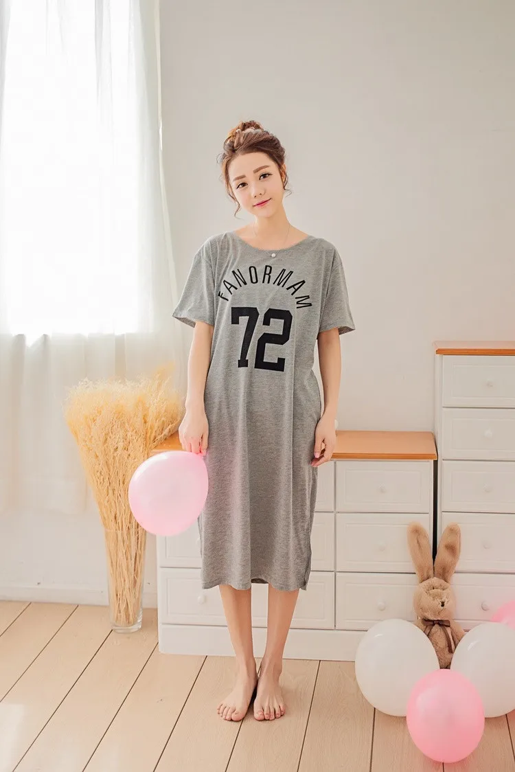 Новинка 2019 летняя Стильная хлопковая ночная рубашка мультяшная Ночная сорочка