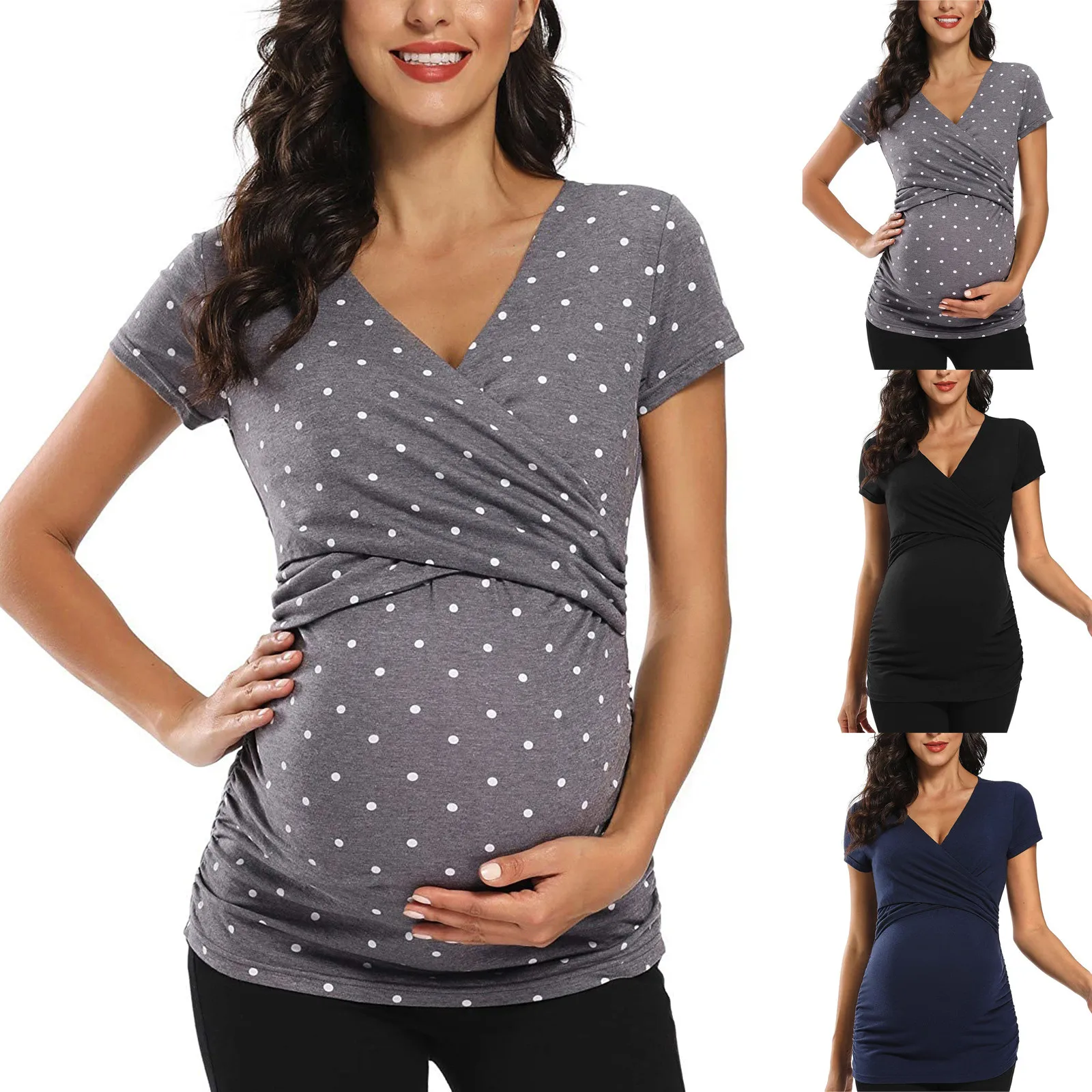 

Новинка; Летняя повседневная женская обувь для беременных свободное удобные кормящих короткий рукав топы Грудное вскармливание блузка для...