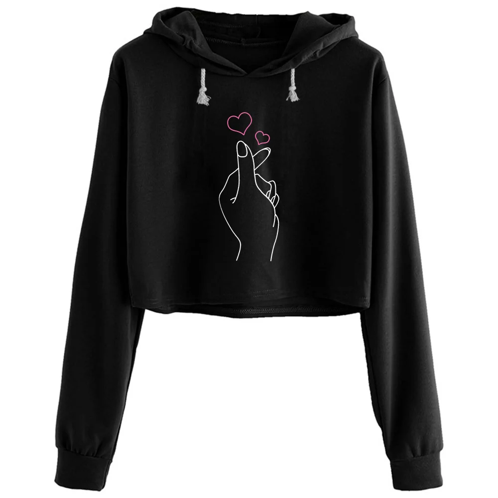 

K Pop Crop Hoodies Women Anime Emo Aesthetic Kpop Pullover For Girls