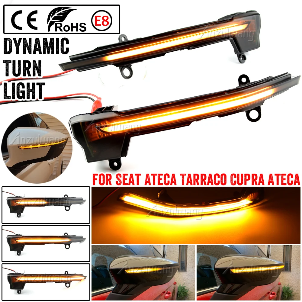 

LED Dynamic Turn Signal Blinker Sequential Side Mirror Indicator Light For Seat Ateca Cupra Ateca Tarraco Xcellence 2016-2019