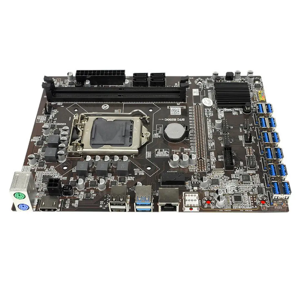 B250 Mining материнская плата PCIe X1 PCI-E X16 LGA 1151 16G DDR4 SATA3.0 USB 3 0 для BTC ETH GPU графическая