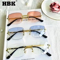 hbk small rimless sunglasses women blue frameless mirror gold red sun glasses alloy frame classic brand designer brown shades