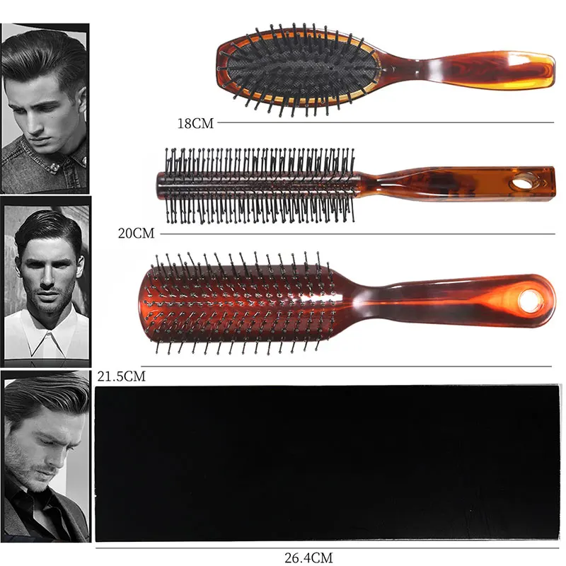 

3pcs Plastic Hairbrush Set Paddle Detangling Brush Anti-static Rotating Massage Comb for Men Women Kids KG66