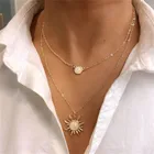 Чокер многослойный с подвеской-подсолнухом Женский, ожерелье из золотистой бабочки с золотистой кисточкой, богемный чокер