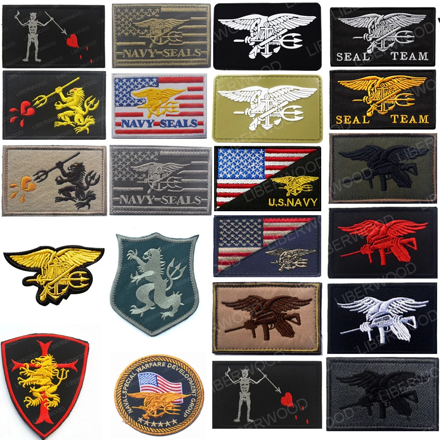Нашивка С Вышивкой команды морских котиков США 3D ПВХ резиновый Тактический