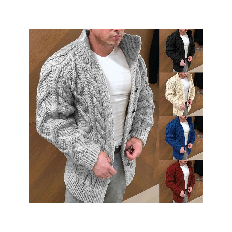 

New Fashion Men‘s Thicken Coat Long Sleeve Tops Sweater Coat Winter Warm Jacket Outwear Knitted Sweater -40