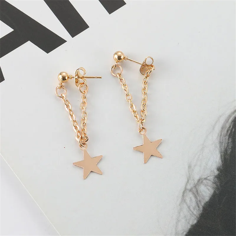 Серьги-цепочки со звездами ювелирные изделия с кисточками для девушек простые