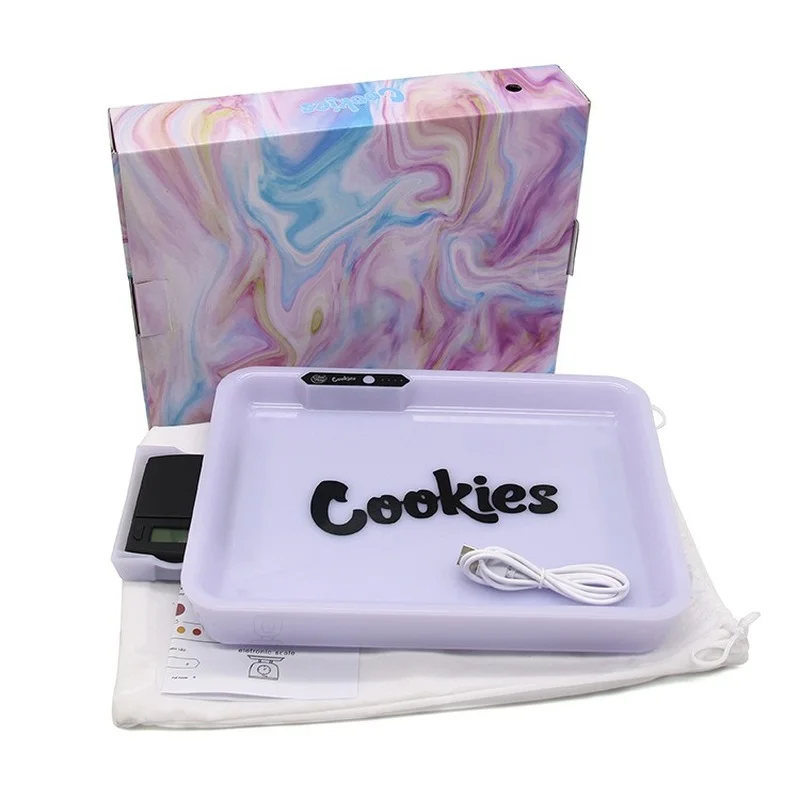 

LED Weed Trays Manual Color Change With Scale Glow Tobacco Rolling Tray Grinder Herb Plate Multifunctional Smoking Accessories