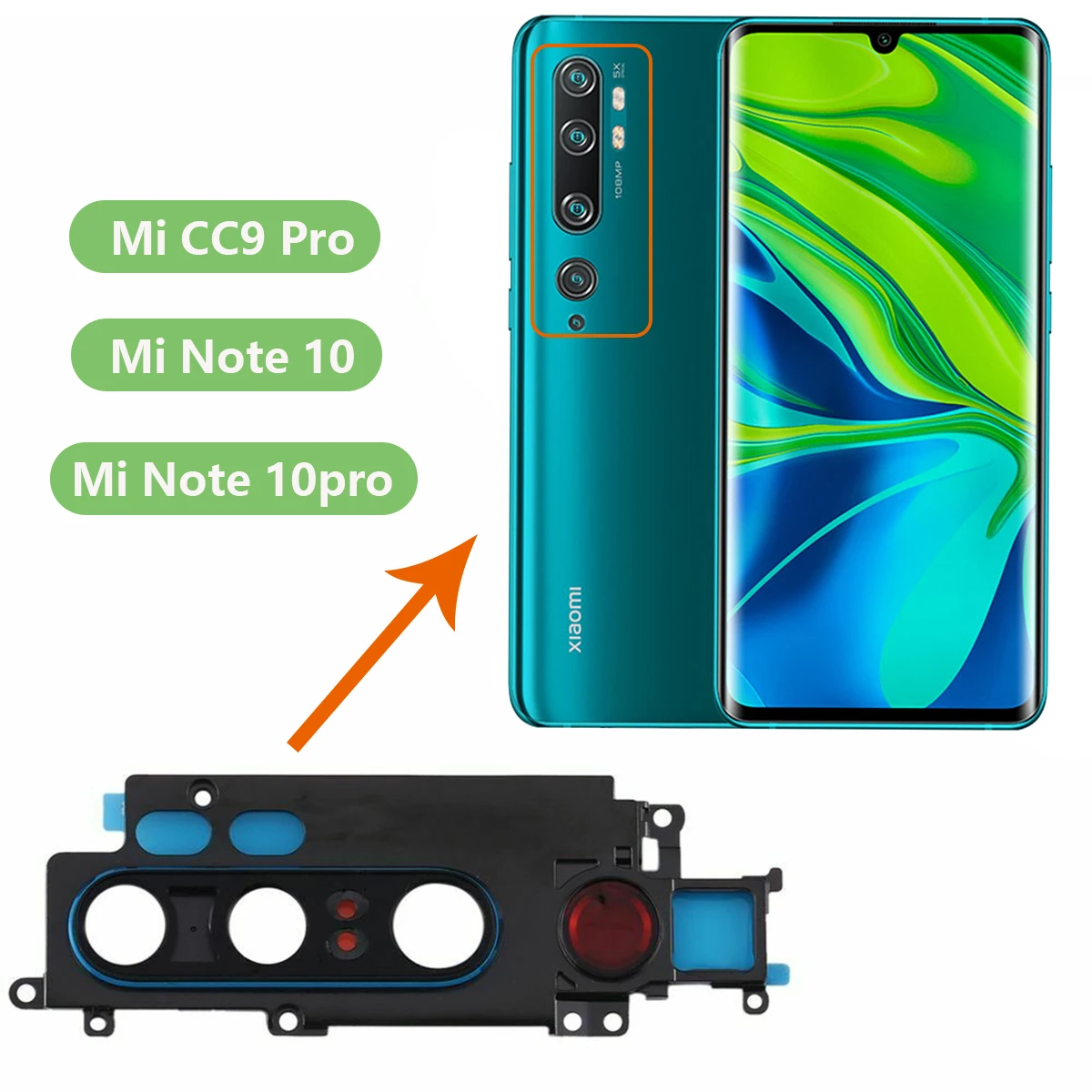 Ori New Rear Glass Camera Lens Cover For Xiaomi Mi CC9 Pro/ Note10/ Note 10pro Back Frame Holder Replacement | Мобильные телефоны и