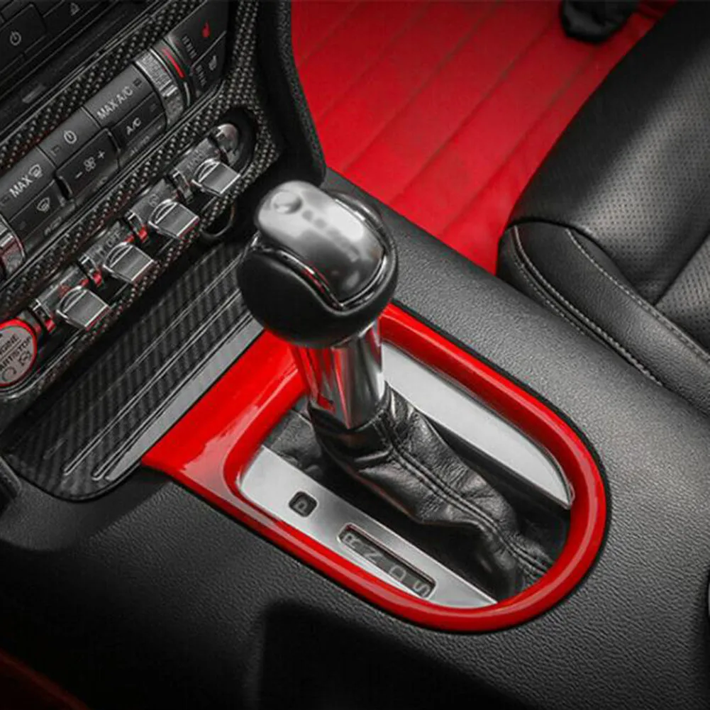 Car Decoration Cover Frame Gear Shift Interior Panel Red ABS Accessories