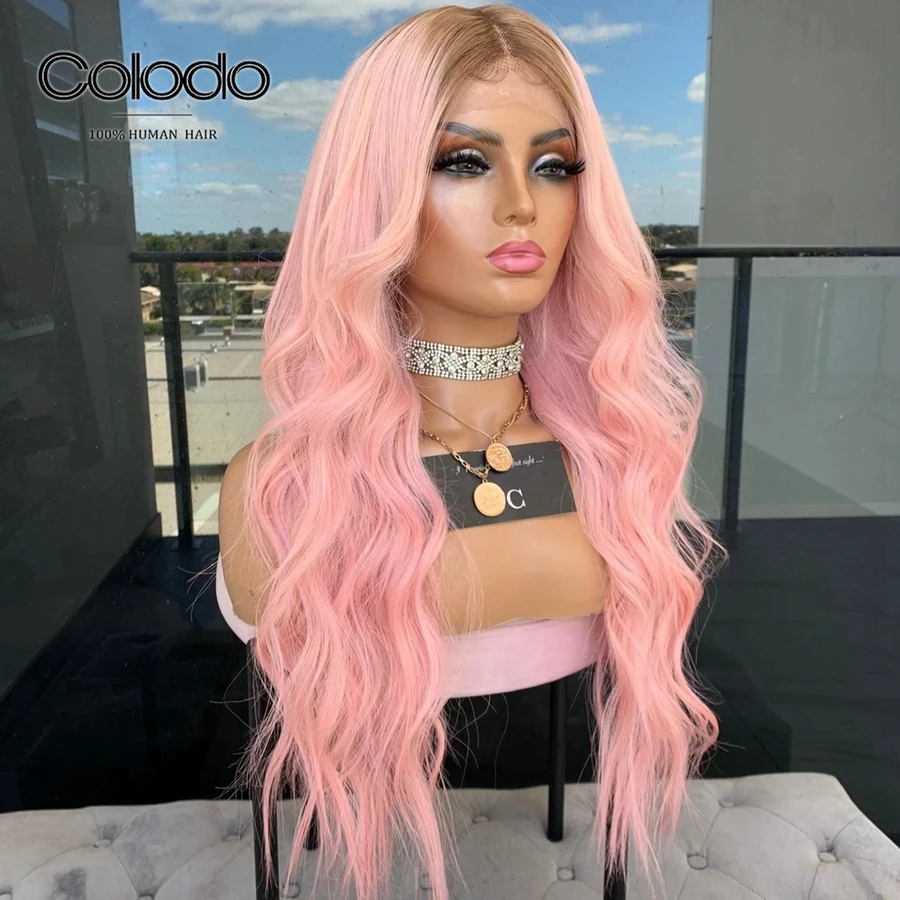 Женский парик из 150% розовых человеческих волос без клея|Парик натуральных на