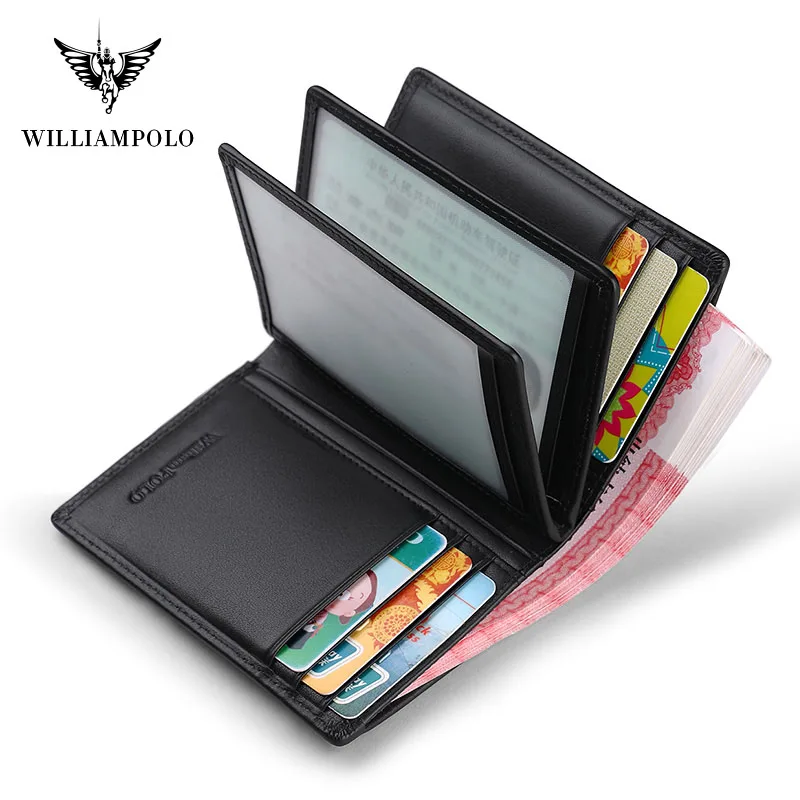 Мужской кошелек из натуральной кожи WILLIAMPOLO мягкий элегантный кредитный