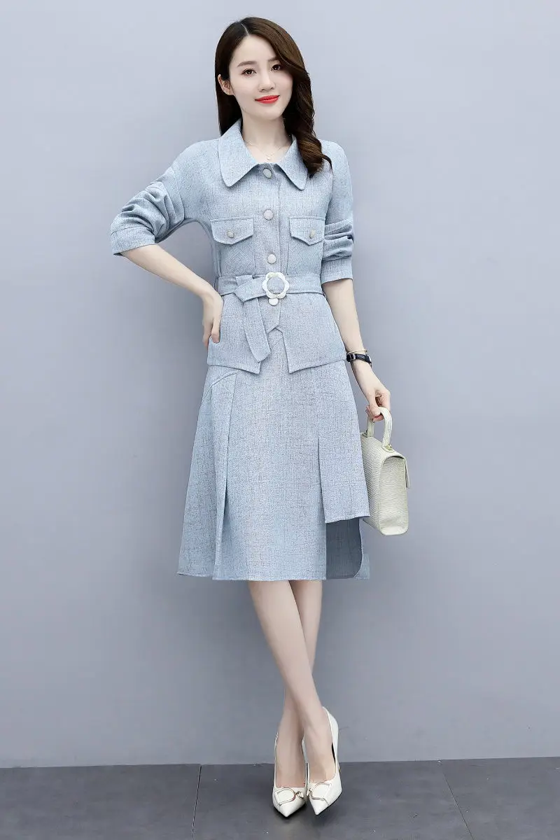 

Personality Irregular Skirt Suit Women's 2020 New Spring Autumn Professional Office Lady Shirt Jacket and Skirt Two Piece Set Y
