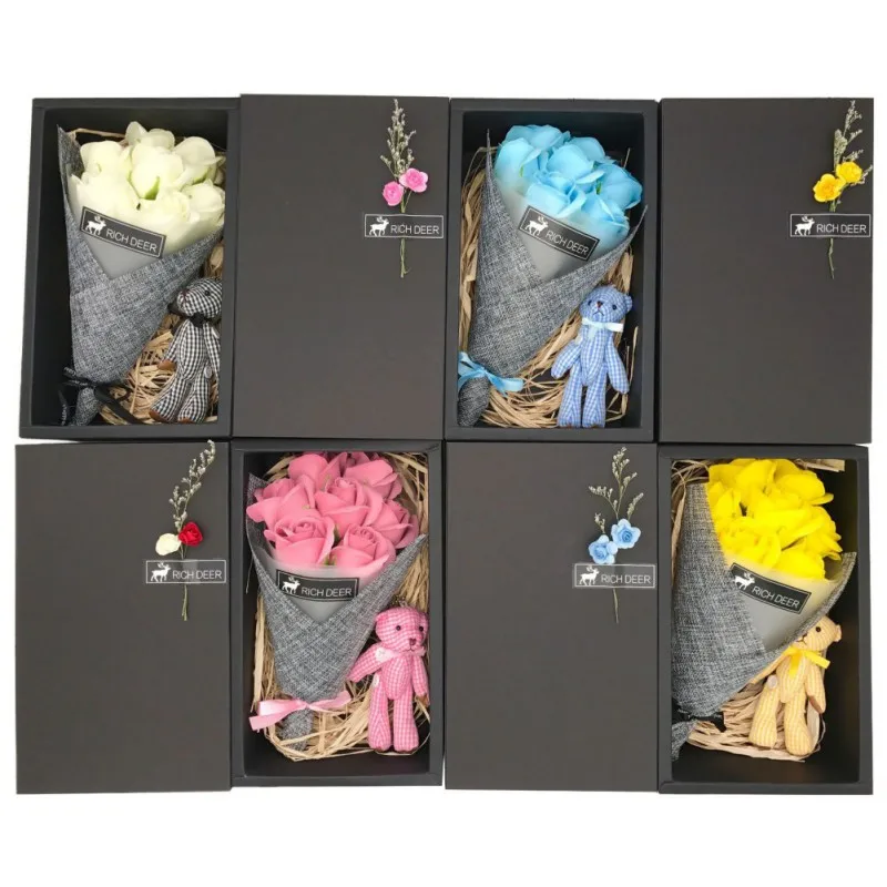 Мыло Цветы комплект подарочной коробке на день матери подарок рождения Букет