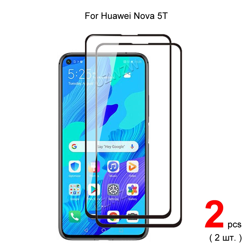 

For Huawei Nova 5T Full Coverage Tempered Glass Phone Screen Protector Protective Guard Film 2.5D 9H Hardness