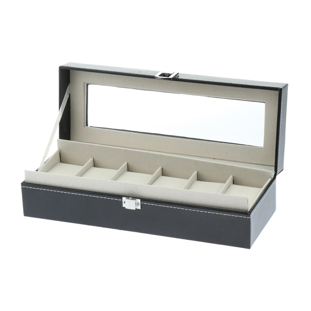 Стильная коробка для часов из искусственной кожи с 6 слотами чехол дисплея
