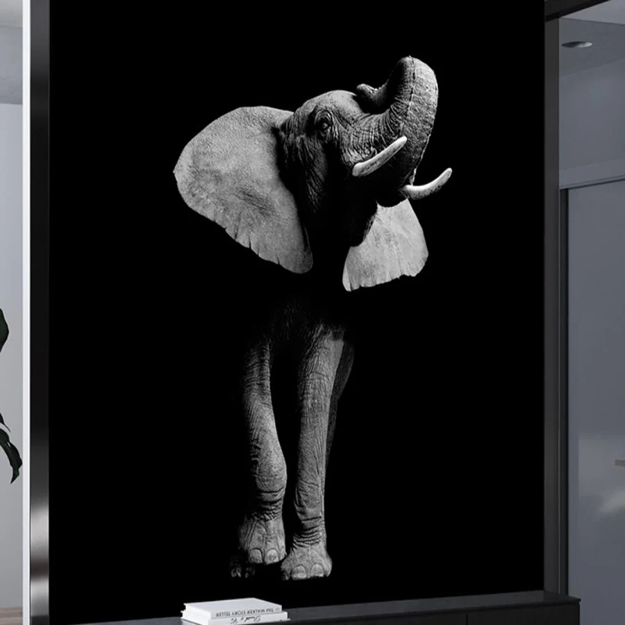 Пользовательские 3D обои роспись Слон животные Черный крыльцо фон диван