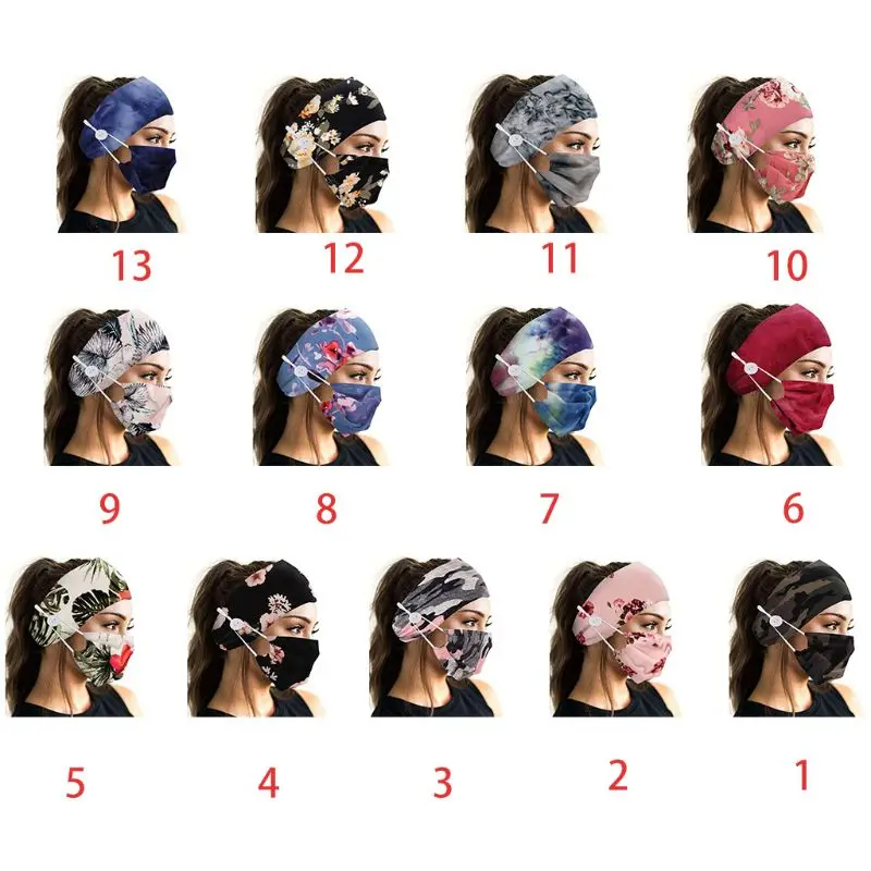 Женская повязка на голову пуговице для лица 2 шт. |