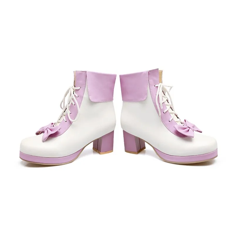 Женские ботинки больших размеров 9 10 11 12 женская обувь женские Лоскутные с бантом